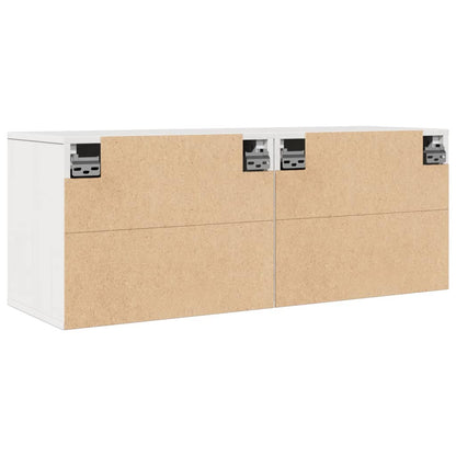 Pensili Bianchi 2 pz 45x30x35 cm in Legno Massello di Pino | homemem39