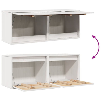 Pensili Bianchi 2 pz 45x30x35 cm in Legno Massello di Pino | homemem39