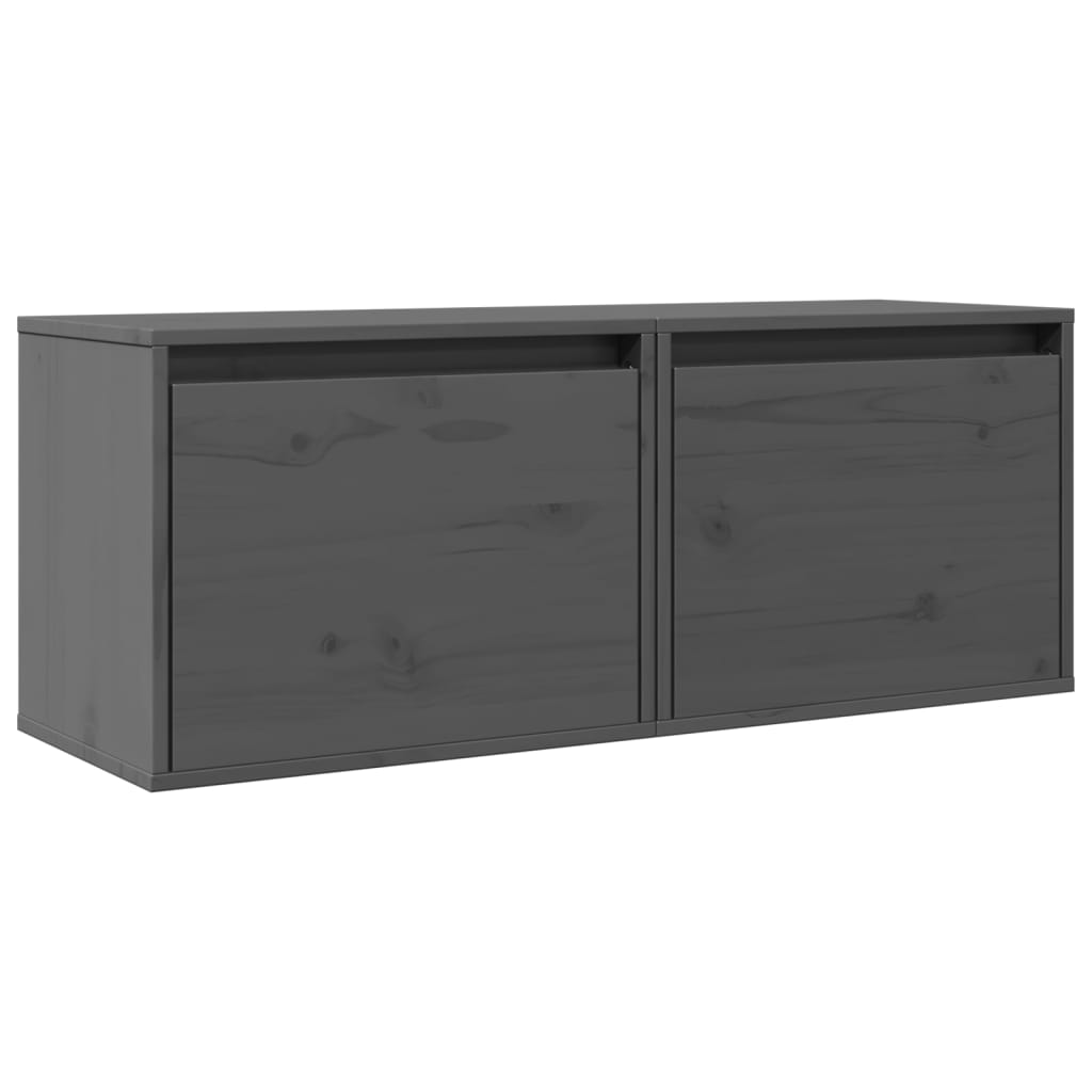 Pensili Grigi 2 pz 45x30x35 cm in Legno Massello di Pino | homemem39