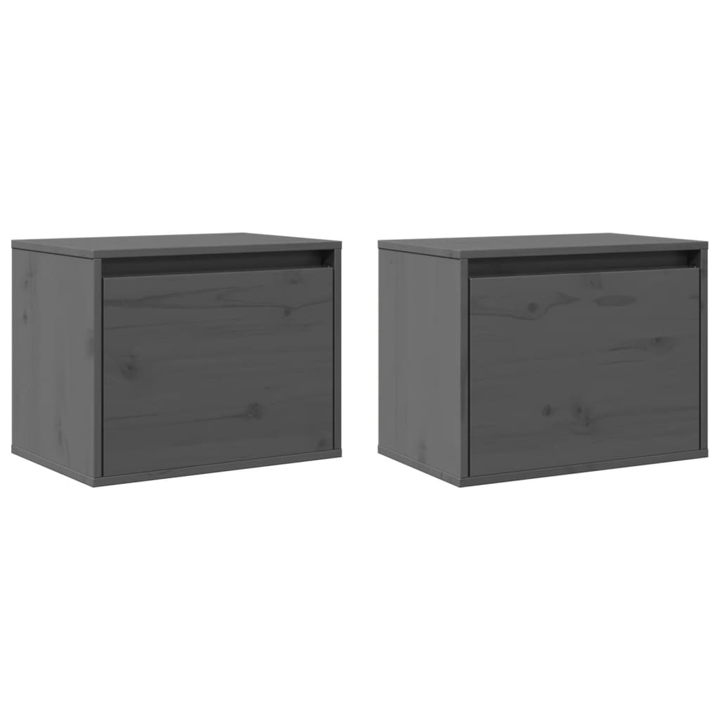 Pensili Grigi 2 pz 45x30x35 cm in Legno Massello di Pino | homemem39