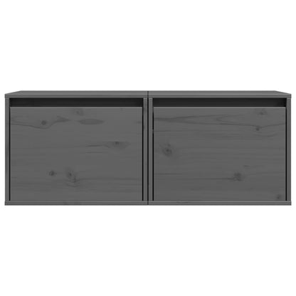 Pensili Grigi 2 pz 45x30x35 cm in Legno Massello di Pino | homemem39