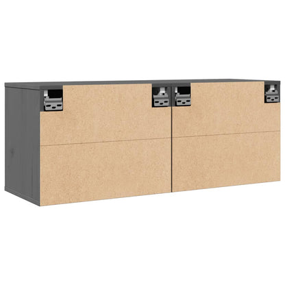 Pensili Grigi 2 pz 45x30x35 cm in Legno Massello di Pino | homemem39