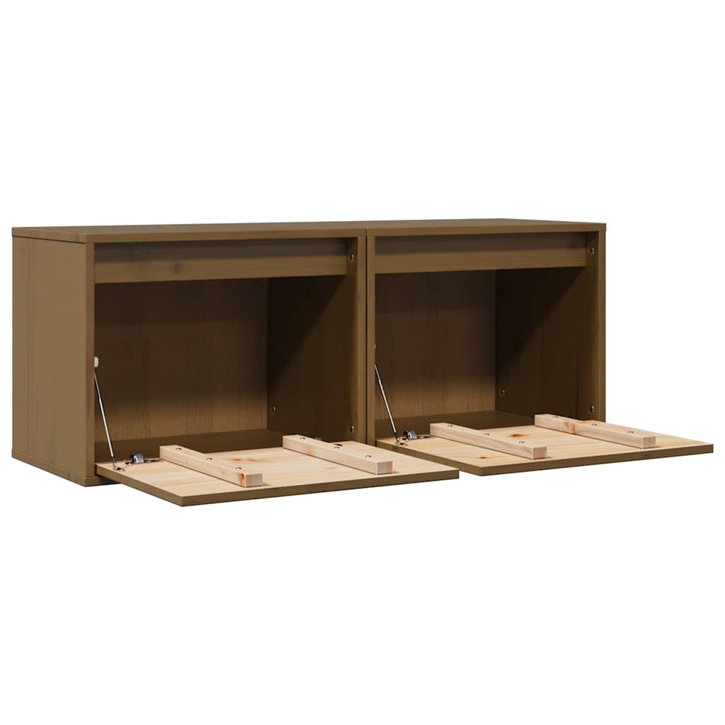 Pensili ambra 2 pz 45x30x35 cm in Legno Massello di Pino