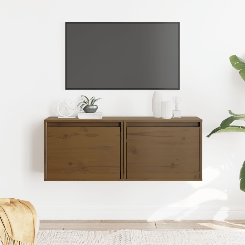 Pensili ambra 2 pz 45x30x35 cm in Legno Massello di Pino | homemem39