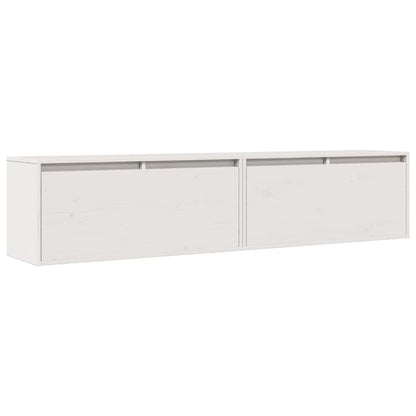 Pensili 2 pz Bianchi 80x30x35 cm in Legno Massello di Pino | homemem39