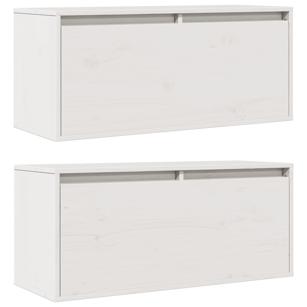 Pensili 2 pz Bianchi 80x30x35 cm in Legno Massello di Pino | homemem39