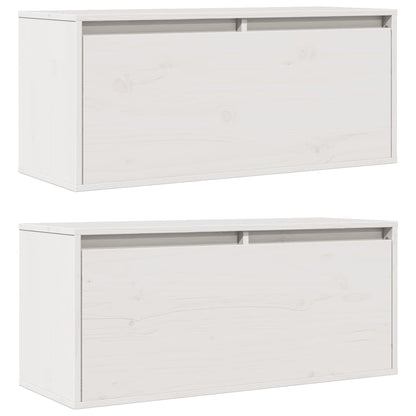 Pensili 2 pz Bianchi 80x30x35 cm in Legno Massello di Pino | homemem39