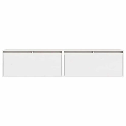 Pensili 2 pz Bianchi 80x30x35 cm in Legno Massello di Pino | homemem39