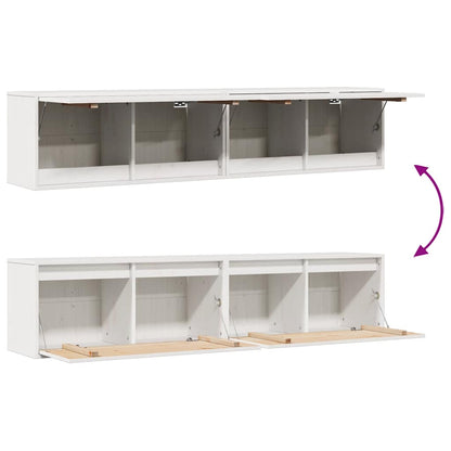 Pensili 2 pz Bianchi 80x30x35 cm in Legno Massello di Pino | homemem39