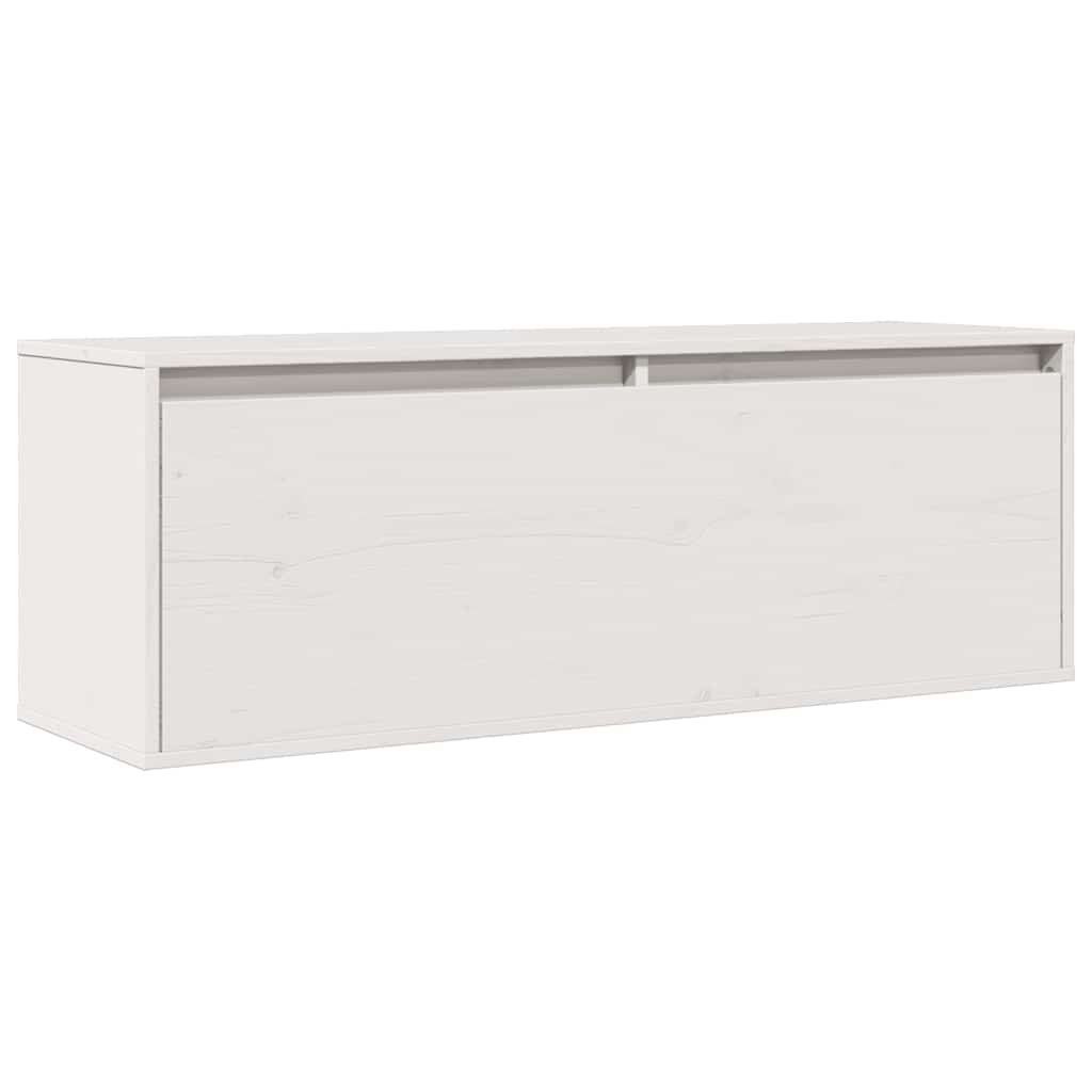 Pensile Bianco 100x30x35 cm in Legno Massello di Pino | homemem39