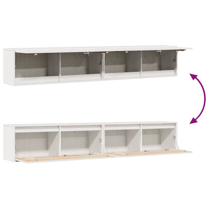 Pensili 2 pz Bianchi 100x30x35 cm in Legno Massello di Pino