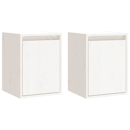 Pensili 2 pz Bianchi 30x30x40 cm in Legno Massello di Pino | homemem39