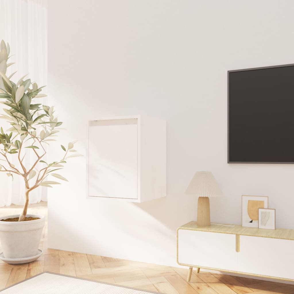Pensili 2 pz Bianchi 30x30x40 cm in Legno Massello di Pino | homemem39