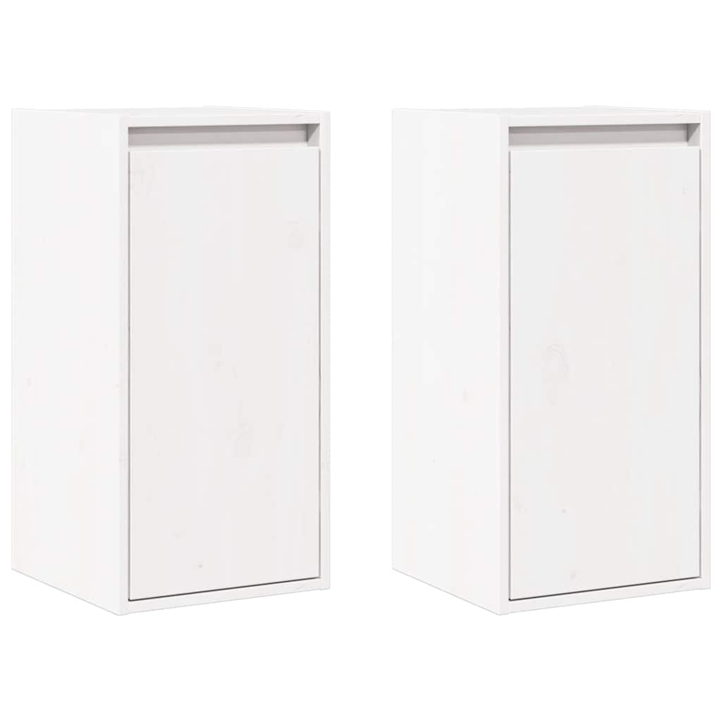 Pensili 2 pz Bianchi 30x30x60 cm in Legno Massello di Pino