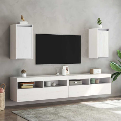 Pensili 2 pz Bianchi 30x30x60 cm in Legno Massello di Pino | homemem39