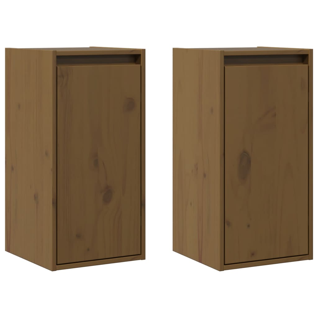 Pensili 2 pz Marrone ambra 80x30x35cm in Legno Massello di Pino | homemem39