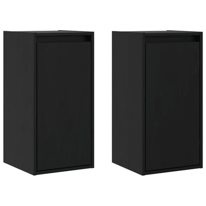 Pensili 2 pz Neri 30x30x60 cm in Legno Massello di Pino | homemem39