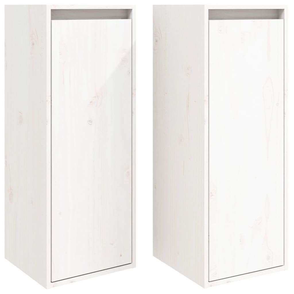 Pensili 2 pz Bianchi 30x30x80 cm in Legno Massello di Pino | homemem39