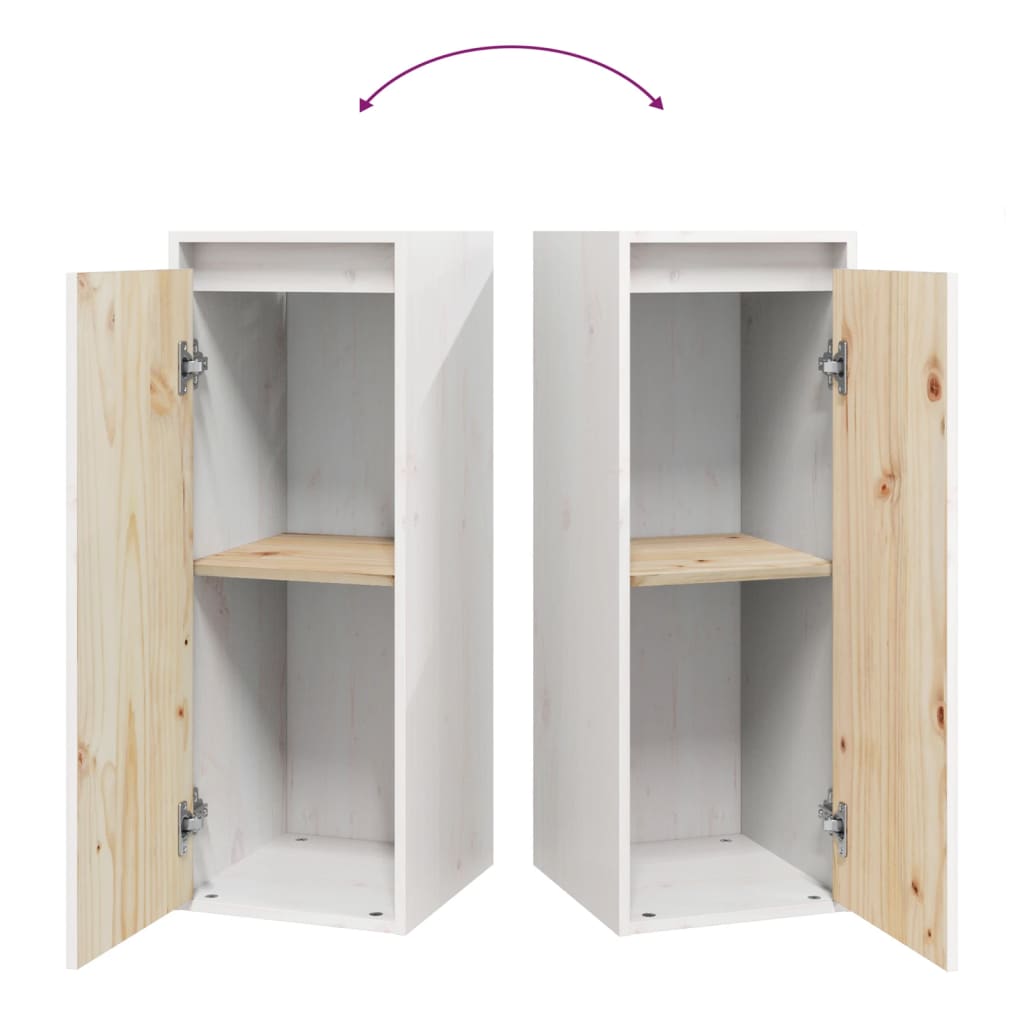Pensili 2 pz Bianchi 30x30x80 cm in Legno Massello di Pino | homemem39