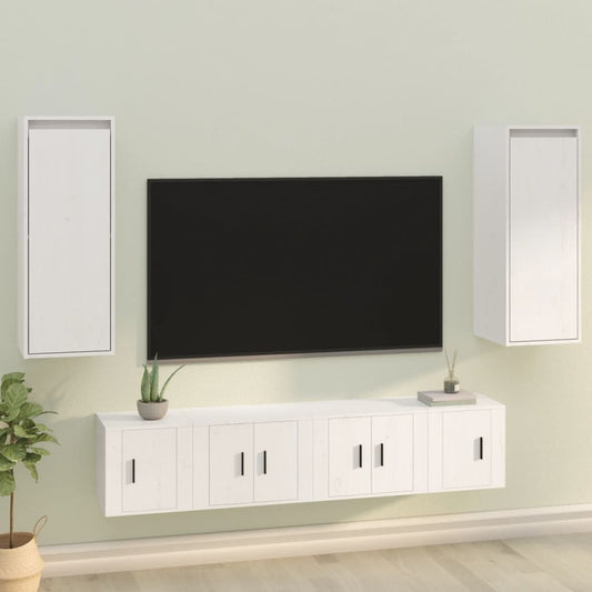 Pensili 2 pz Bianchi 30x30x80 cm in Legno Massello di Pino | homemem39