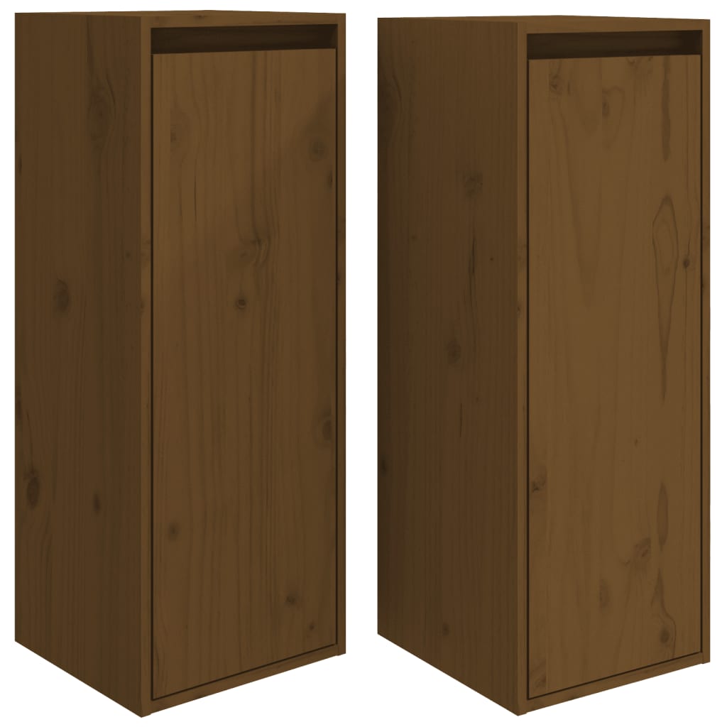 Pensili 2 pz Marrone Ambra 30x30x80cm in Legno Massello di Pino | homemem39