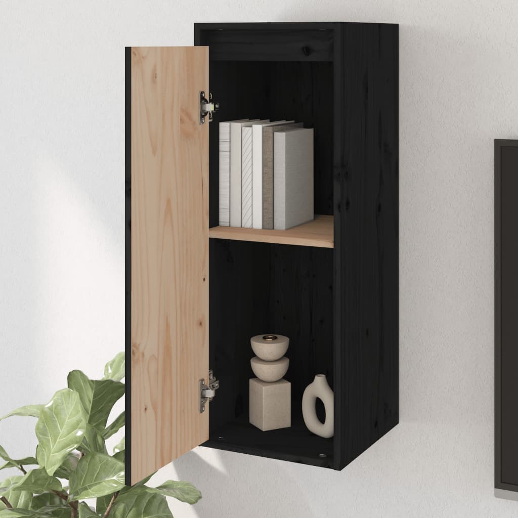 Pensili 2 pz Neri 30x30x80 cm in Legno Massello di Pino | homemem39