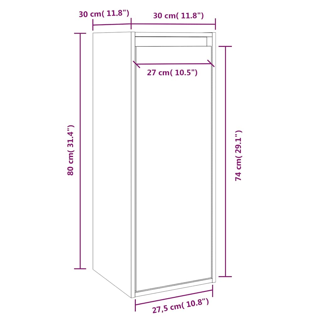Pensili 2 pz Neri 30x30x80 cm in Legno Massello di Pino