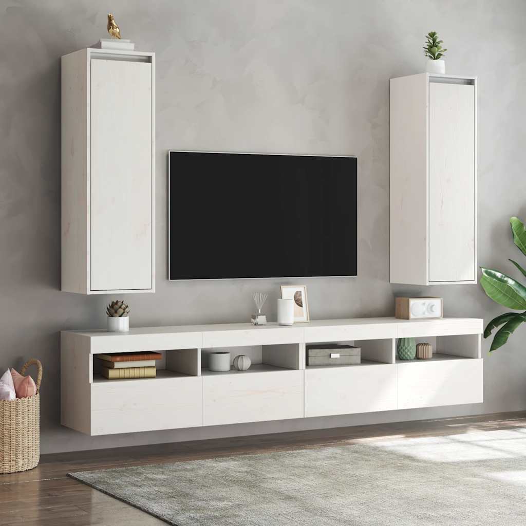 Pensili Bianchi 2 pz 30x30x100 cm in Legno Massello di Pino | homemem39