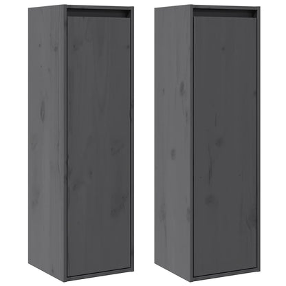Pensili Grigi 2 pz 30x30x100 cm in Legno Massello di Pino | homemem39