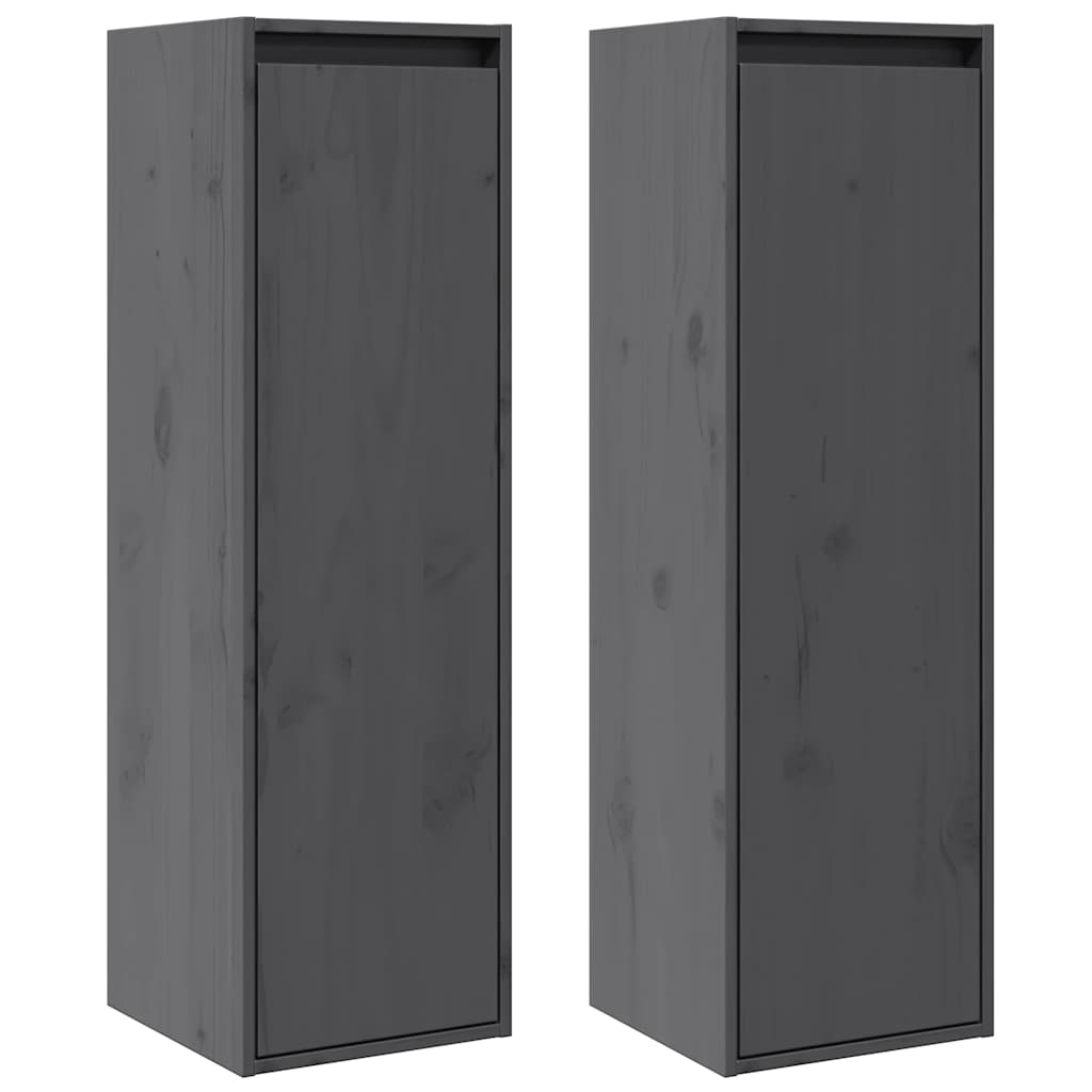 Pensili Grigi 2 pz 30x30x100 cm in Legno Massello di Pino
