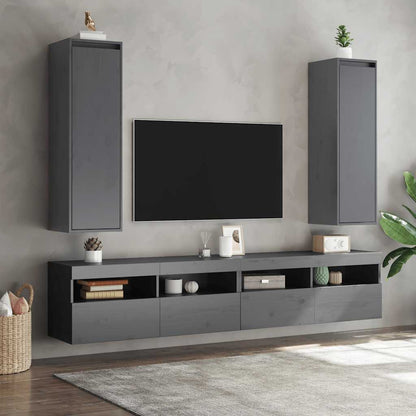 Pensili Grigi 2 pz 30x30x100 cm in Legno Massello di Pino | homemem39