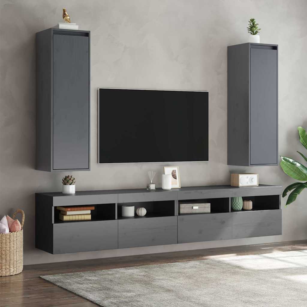 Pensili Grigi 2 pz 30x30x100 cm in Legno Massello di Pino