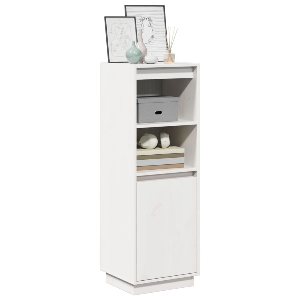Credenza Bianca 37x34x110 cm in Legno Massello di Pino - homemem39