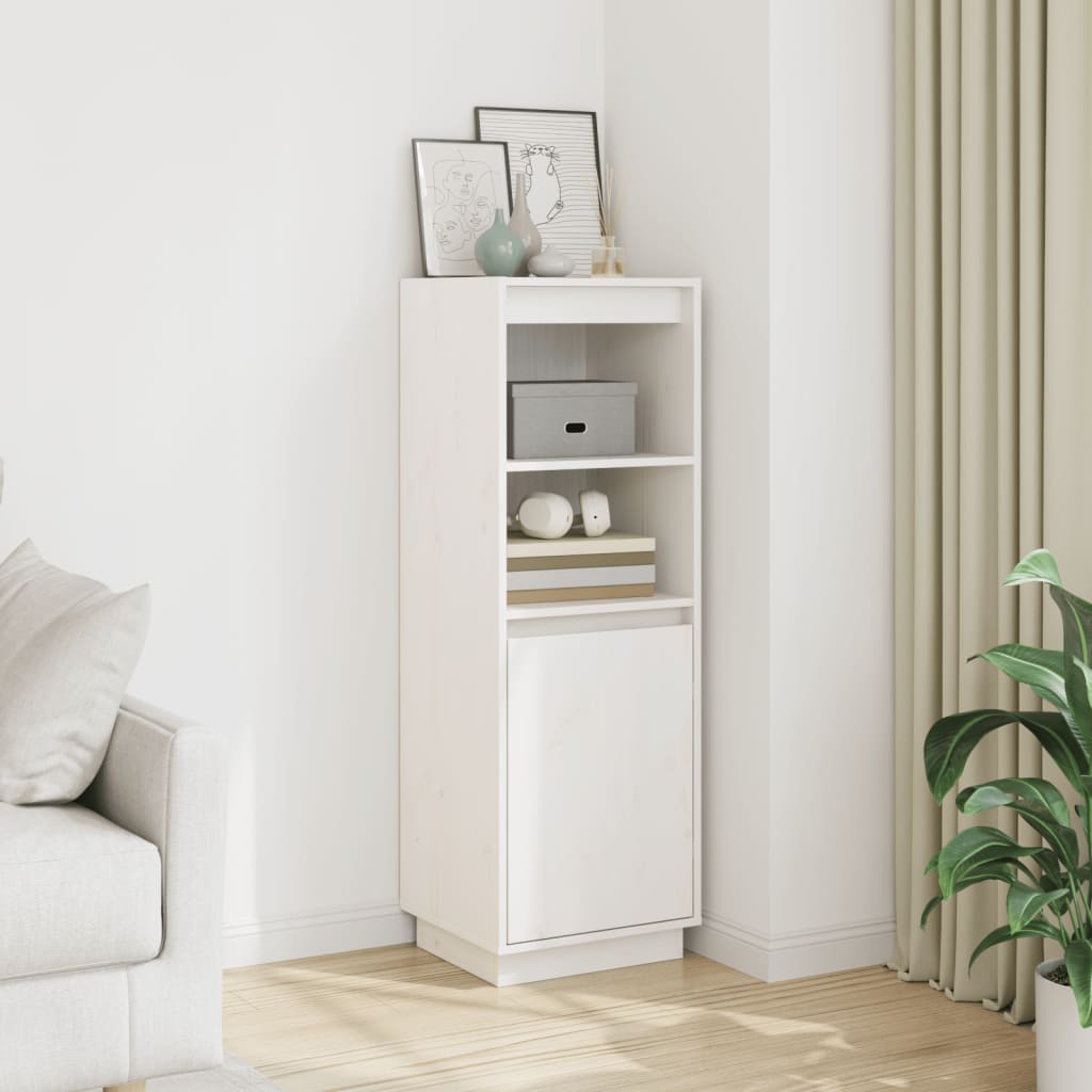 Credenza Bianca 37x34x110 cm in Legno Massello di Pino - homemem39