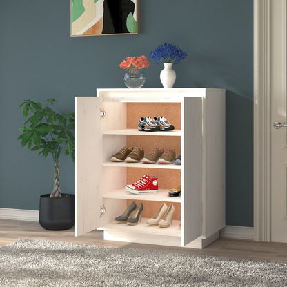 Scarpiera Bianca 60x35x80 cm in Legno Massello di Pino - homemem39