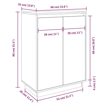Scarpiera Bianca 60x35x80 cm in Legno Massello di Pino - homemem39