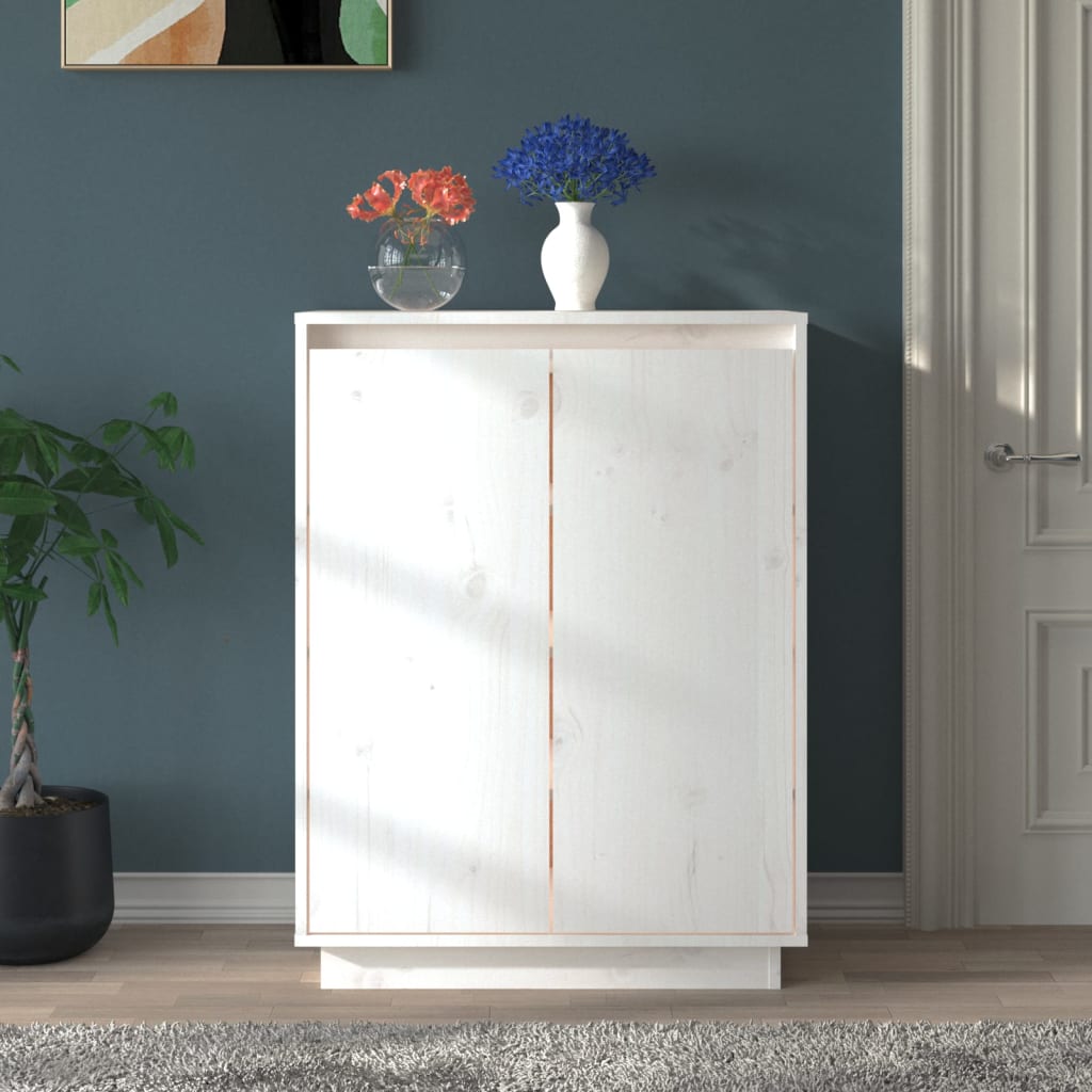 Scarpiera Bianca 60x35x80 cm in Legno Massello di Pino - homemem39