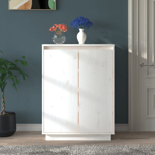 Scarpiera Bianca 60x35x80 cm in Legno Massello di Pino - homemem39