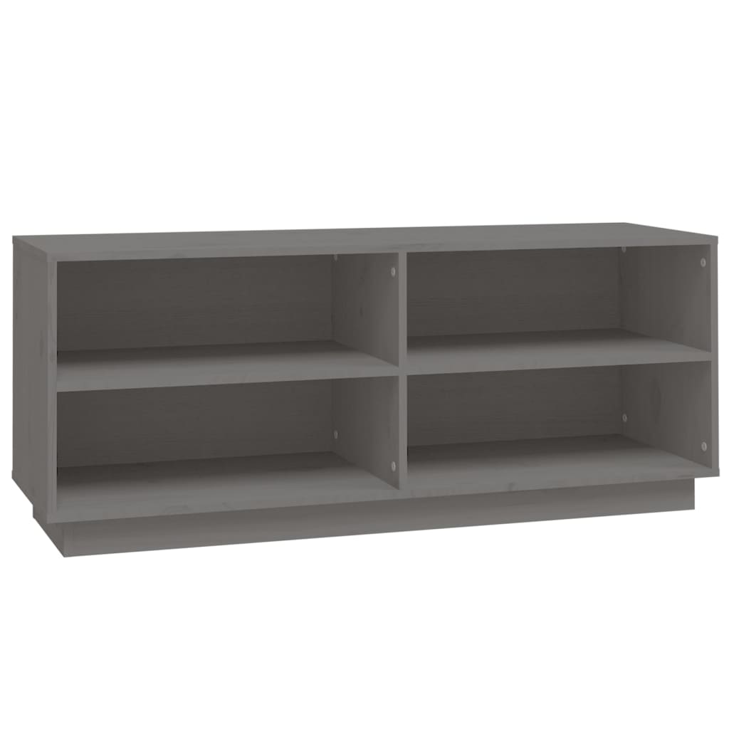 Scarpiera Grigia 110x34x45 cm in Legno Massello di Pino - homemem39