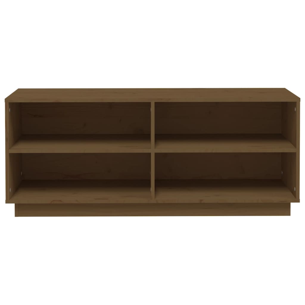 Scarpiera Marrone Ambra 110x34x45 cm in Legno Massello di Pino - homemem39