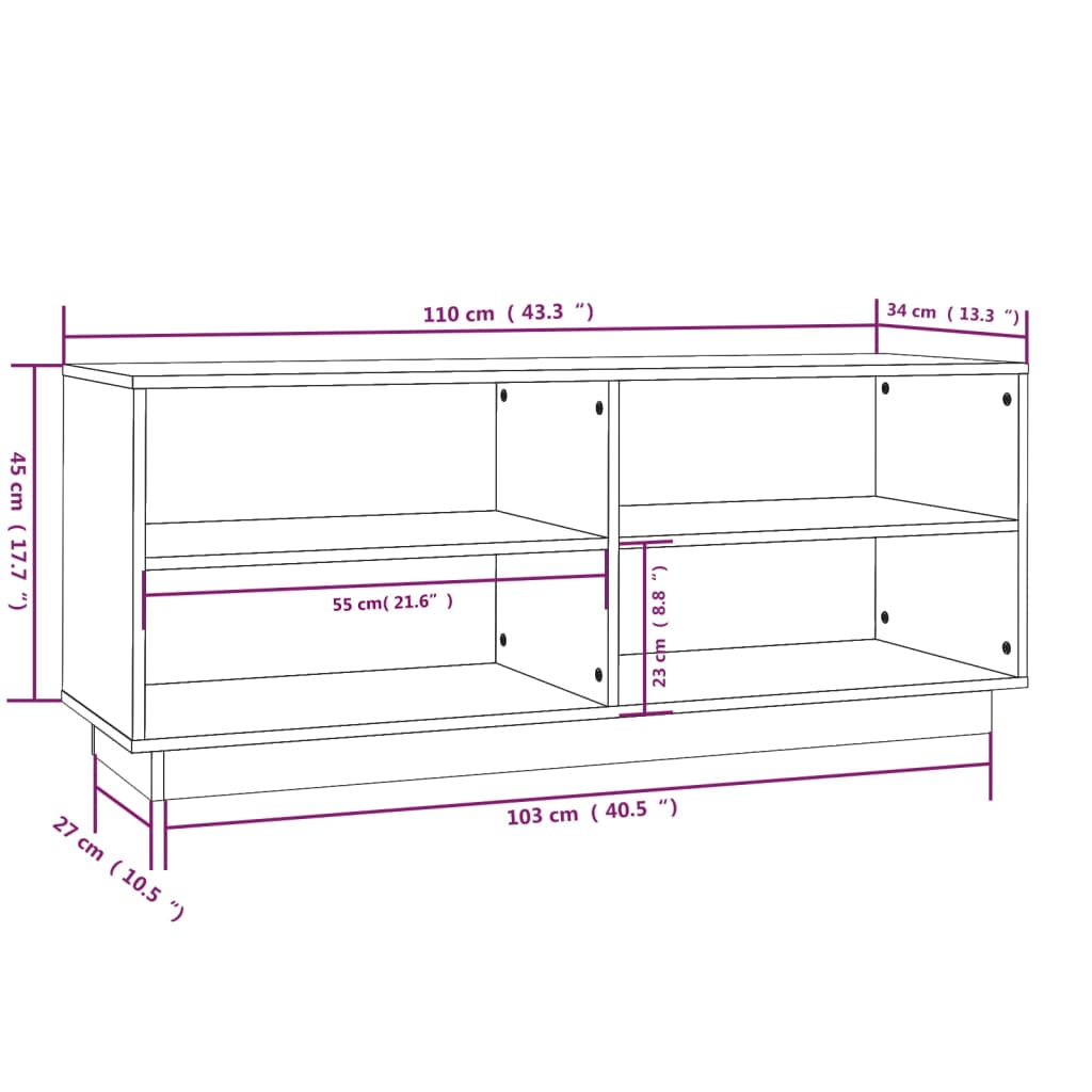 Scarpiera Marrone Ambra 110x34x45 cm in Legno Massello di Pino - homemem39