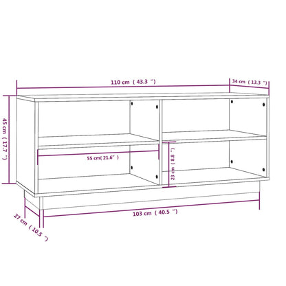Scarpiera Marrone Ambra 110x34x45 cm in Legno Massello di Pino - homemem39