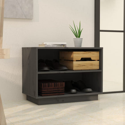 Scarpiera Grigia 60x34x45 cm in Legno Massello di Pino - homemem39