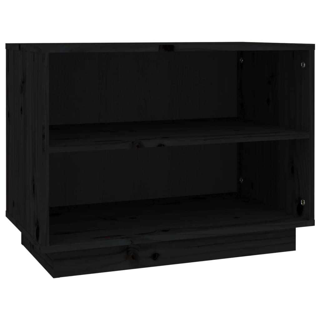Scarpiera Nera 60x34x45 cm in Legno Massello di Pino - homemem39