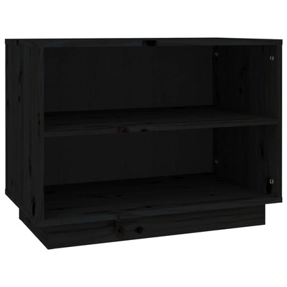 Scarpiera Nera 60x34x45 cm in Legno Massello di Pino - homemem39