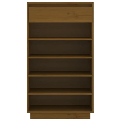 Scarpiera Marrone Ambra 60x34x105 cm in Legno Massello di Pino - homemem39