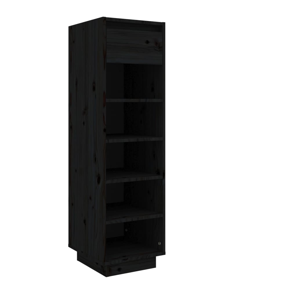 Scarpiera Nera 30x34x105 cm in Legno Massello di Pino - homemem39
