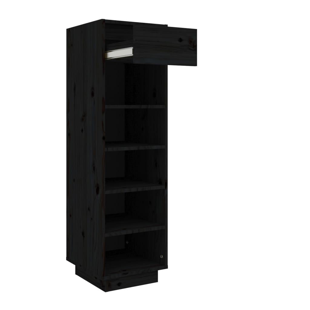 Scarpiera Nera 30x34x105 cm in Legno Massello di Pino - homemem39