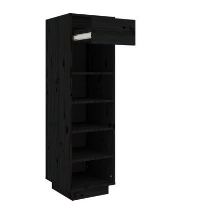Scarpiera Nera 30x34x105 cm in Legno Massello di Pino - homemem39