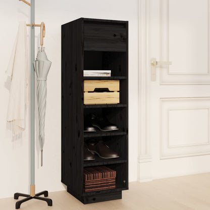 Scarpiera Nera 30x34x105 cm in Legno Massello di Pino - homemem39